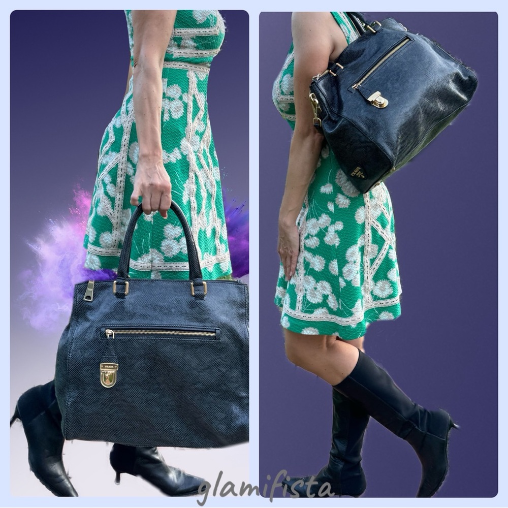 Authentic Prada Python Black Satchel Shoulder Bag - image 1